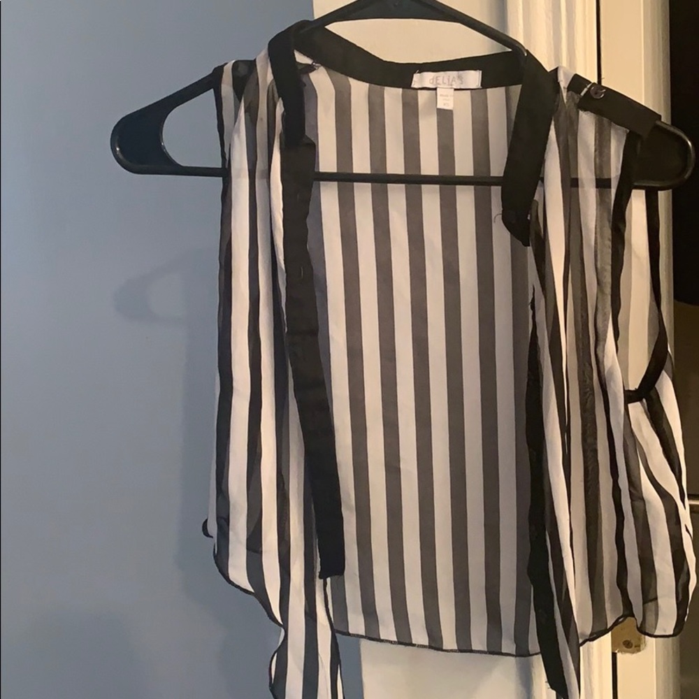 Sheer button up tie top